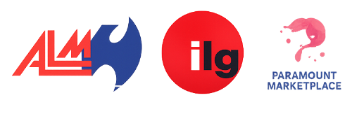 Logos of ALM, ILG, and Paramount Marketplace on a white background